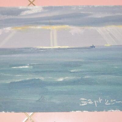 MS California Plein Air Small Seascape Dated 1943 Laguna Beach 5x8 Oil Painting
