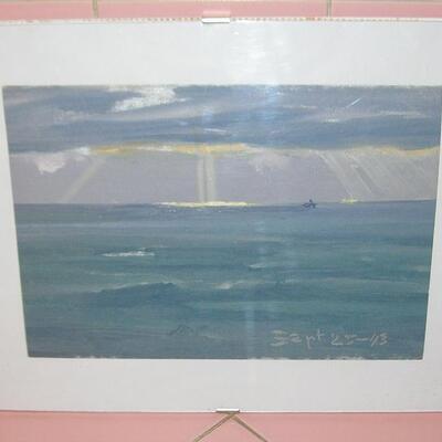 MS California Plein Air Small Seascape Dated 1943 Laguna Beach 5x8 Oil Painting