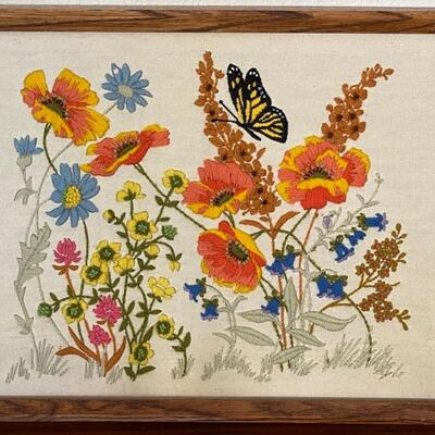 Lot 82 - Vintage Framed Crewel Embroidery