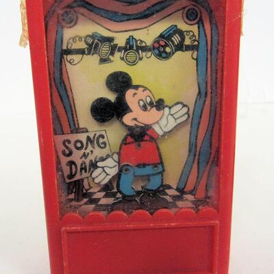 Small Mickey Mouse Song and Dance Toy, 1975 Gabriel Industries, and Two Small Tops
