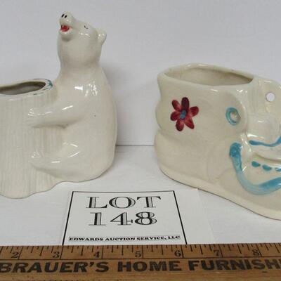 2 Old Pottery Planters, Unmarked