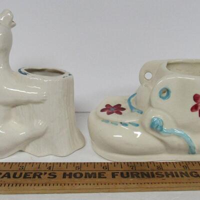 2 Old Pottery Planters, Unmarked