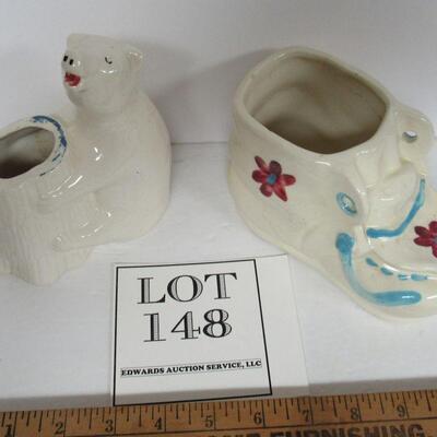 2 Old Pottery Planters, Unmarked