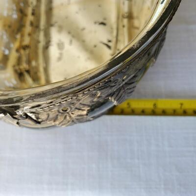 Glass Silver painted Holiday Decor Bowl