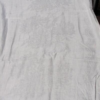 Very Large White on White Table Cloth, Read Description