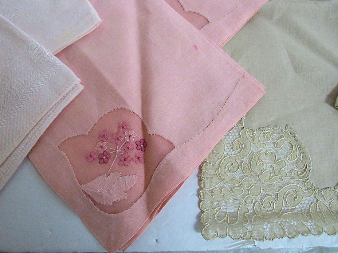 Vintage Cloth Napkins, 3 Styles of 3 Each