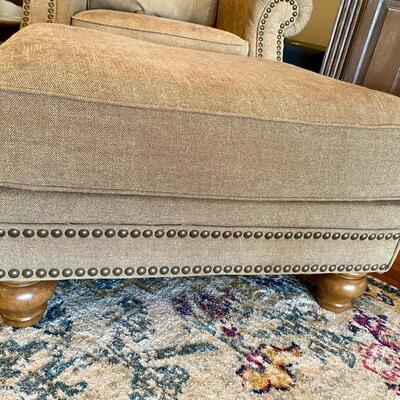Ashley Furniture Accent Chair and Ottoman with Nailhead Trim
