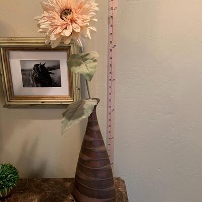 Pier 1 Metal Vase and Faux Flower