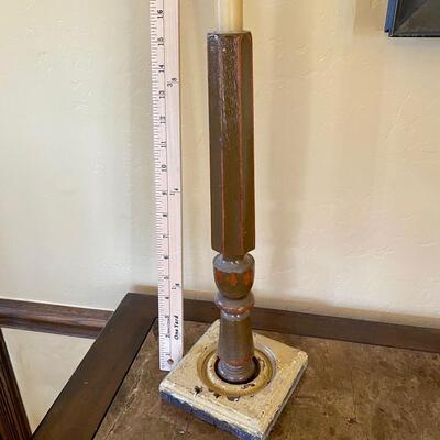 Unique wood spindle candlestick