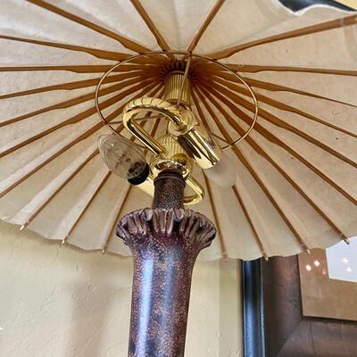 Unique Elephant Lamp with Heavy Base and Paper Umbrella Shade