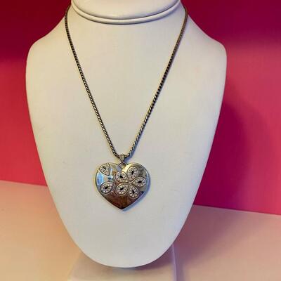 Brighton Heart Flower Crystal Pendant Silver Necklace