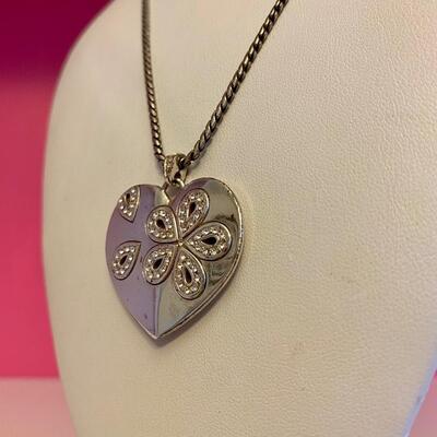 Brighton Heart Flower Crystal Pendant Silver Necklace