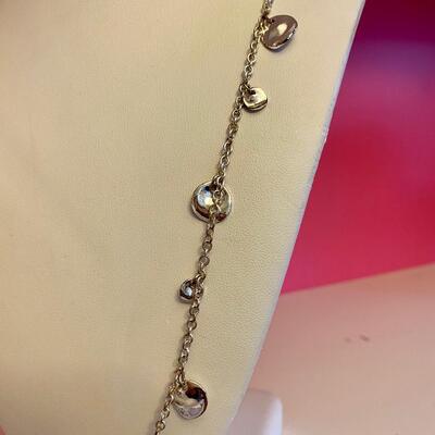 Long Silver Necklace with Circle Charms