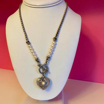 Brighton Heart with Pearls Toggle Necklace