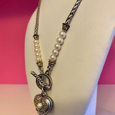 Brighton Heart with Pearls Toggle Necklace