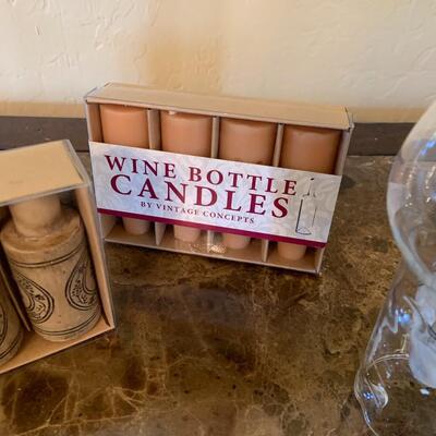 Wine bottle candle set