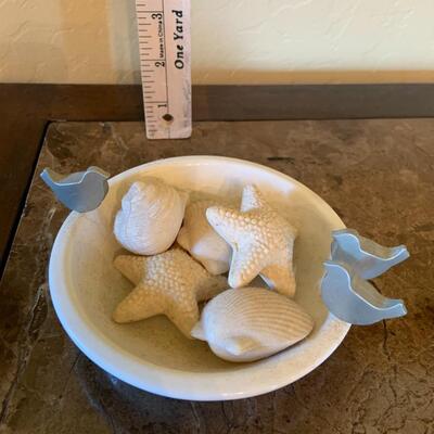 Bird soap dish with seashell soaps