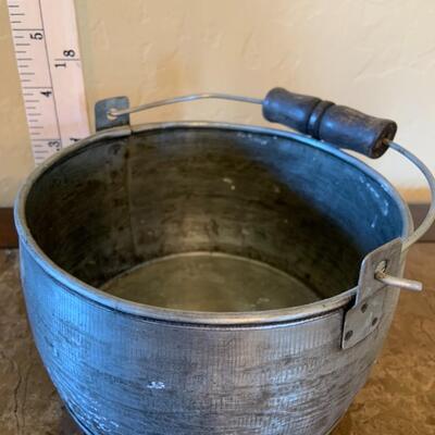 Vintage aluminum pot with wooden handle