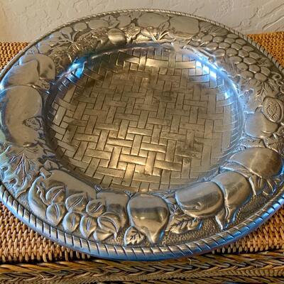 Pewter woven fruit tray