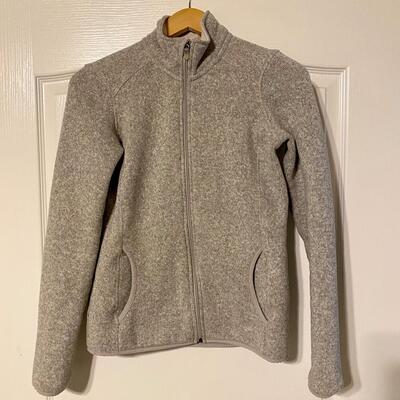 Women's Eddie Bauer Grey Knitted Jacket with Fleece Lining - Size S