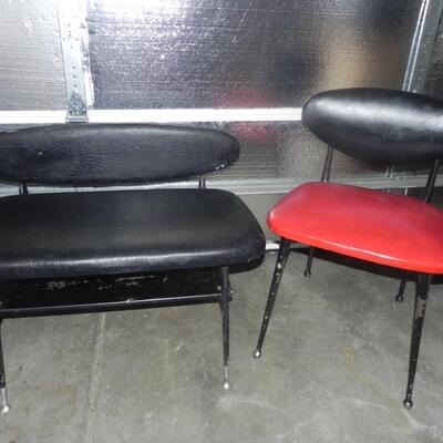 COOL VINTAGE VINYL CHAIR AND BENCH