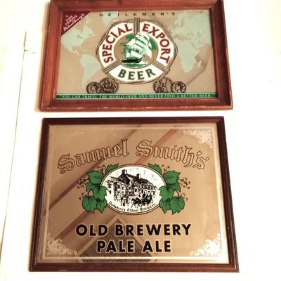 VINTAGE SAMUEL SMITH PALE ALE AND HEILIMAN SPECIAL EXPORT BEER FRAMED MIRRORS