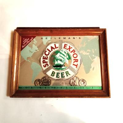 VINTAGE SAMUEL SMITH PALE ALE AND HEILIMAN SPECIAL EXPORT BEER FRAMED MIRRORS