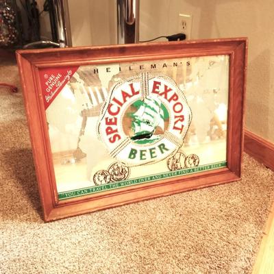 VINTAGE SAMUEL SMITH PALE ALE AND HEILIMAN SPECIAL EXPORT BEER FRAMED MIRRORS