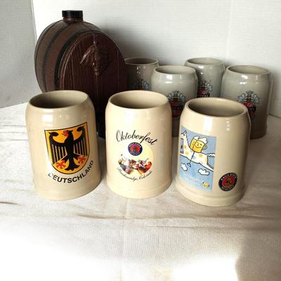 BEER STEINS AND BARREL DISPENSER
