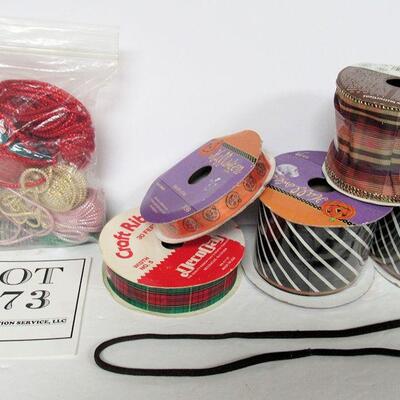 Rolls of Ribbon and Decorative Craft Cord, Some Unused