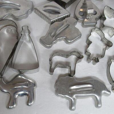 Nice Large Lot of Vintage Cookie Cutters, Brass Trivet
