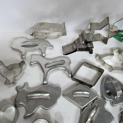 Nice Large Lot of Vintage Cookie Cutters, Brass Trivet