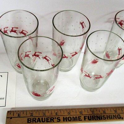 Fun Vintage Christmas Tumblers, Santa in Sleigh With Reindeer