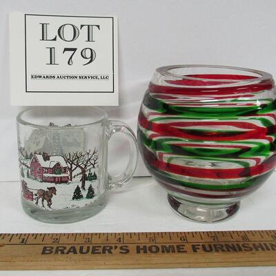 Large Heavy Glass Candle Holder and Christmas Mug