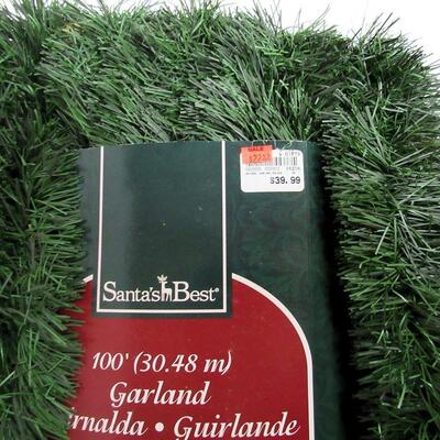 Unused 100' Long Garland, Santa's Best