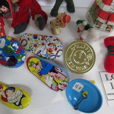 Mixed Christmas Lot Scented Candle, Dolls, Santa Candy Box, Noisemakers