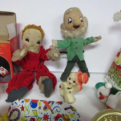 Mixed Christmas Lot Scented Candle, Dolls, Santa Candy Box, Noisemakers