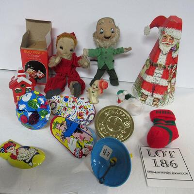 Mixed Christmas Lot Scented Candle, Dolls, Santa Candy Box, Noisemakers