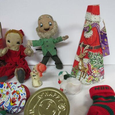 Mixed Christmas Lot Scented Candle, Dolls, Santa Candy Box, Noisemakers