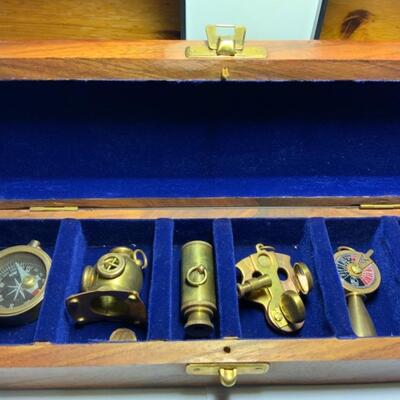 6 Miniature Vintage Brass Nautical