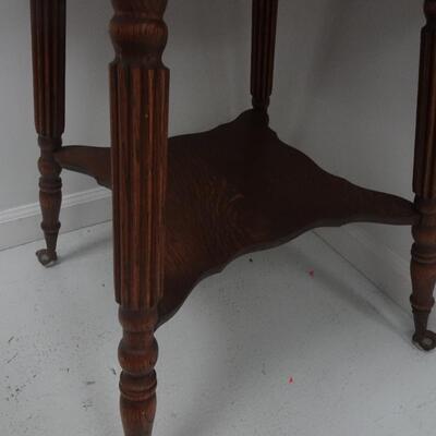 LOT 3 Victorian Tiger Oak Glass Ball and Claw Feet End Table