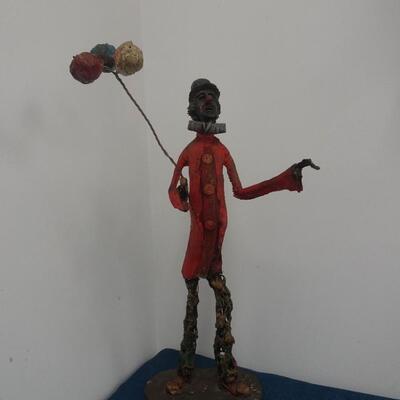 LOT 16 Vintage J. Pena Wire and Resin Sculpture Clown