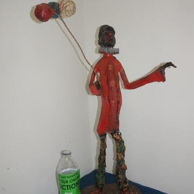 LOT 16 Vintage J. Pena Wire and Resin Sculpture Clown