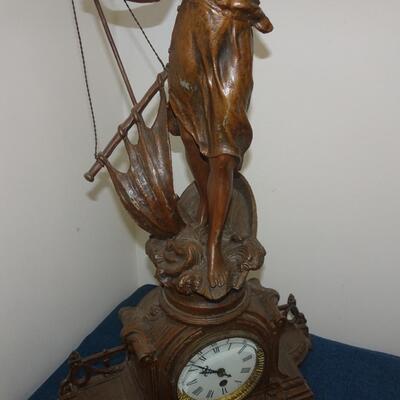 LOT 17  Antique Figural Bronze Clock