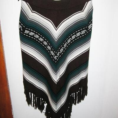 MS Vintage 1980s Poncho by Teasers Filor Knits Collar Aztec Pattern Acrylic