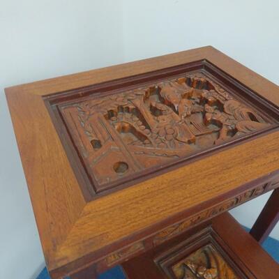 LOT 25. TWO CARVED TABLES