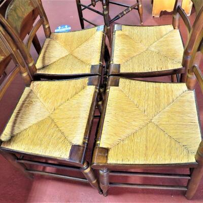 Vintage 6 L. Hitchcock Rush Seat Chairs - 2 Arm & 4 Side Dining room Chairs signed