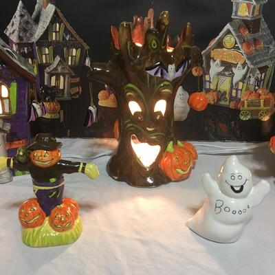 7 Pc Ceramic Lighted Halloween Village - JC PENNEY