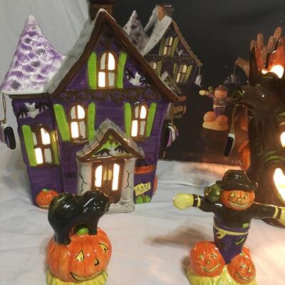 7 Pc Ceramic Lighted Halloween Village - JC PENNEY