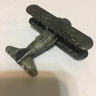 Vintage Metal Bi-Wing Airplane Pencil Sharpener.